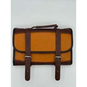 Vetelli Hanging Travel Toiletry Bag Brown Tan Leather Look Organizer